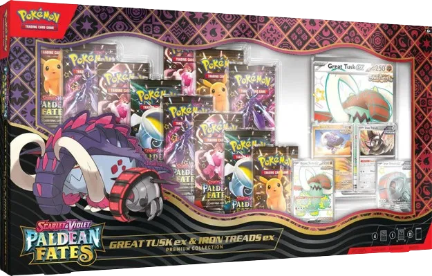 Paldean Fates Great Tusk ex & Iron Treads ex Premium Collection