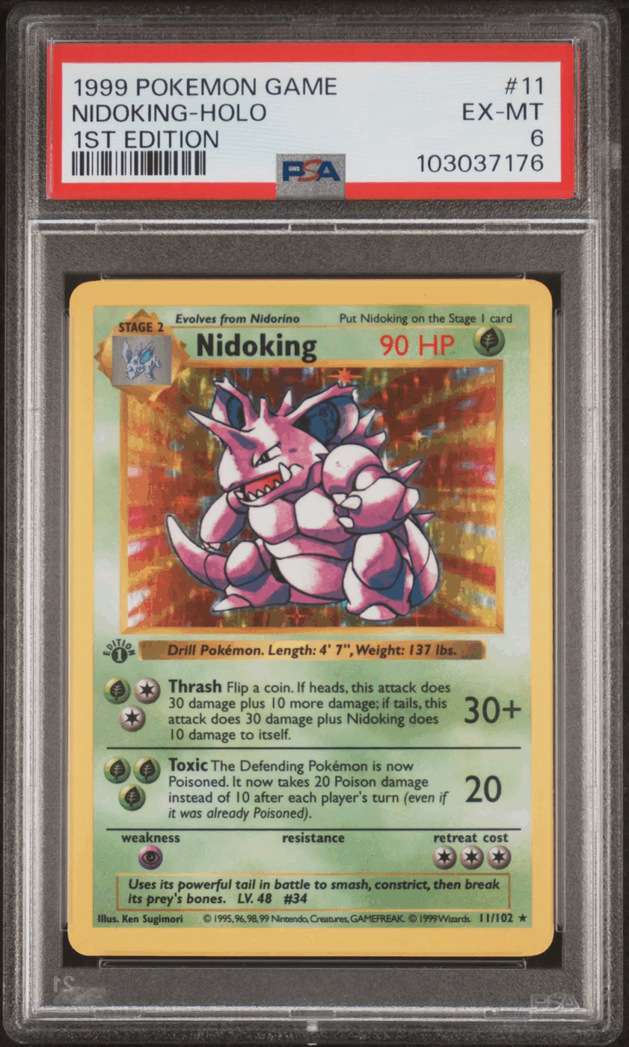 Pokémon 1st Edition Base Nidoking PSA 6