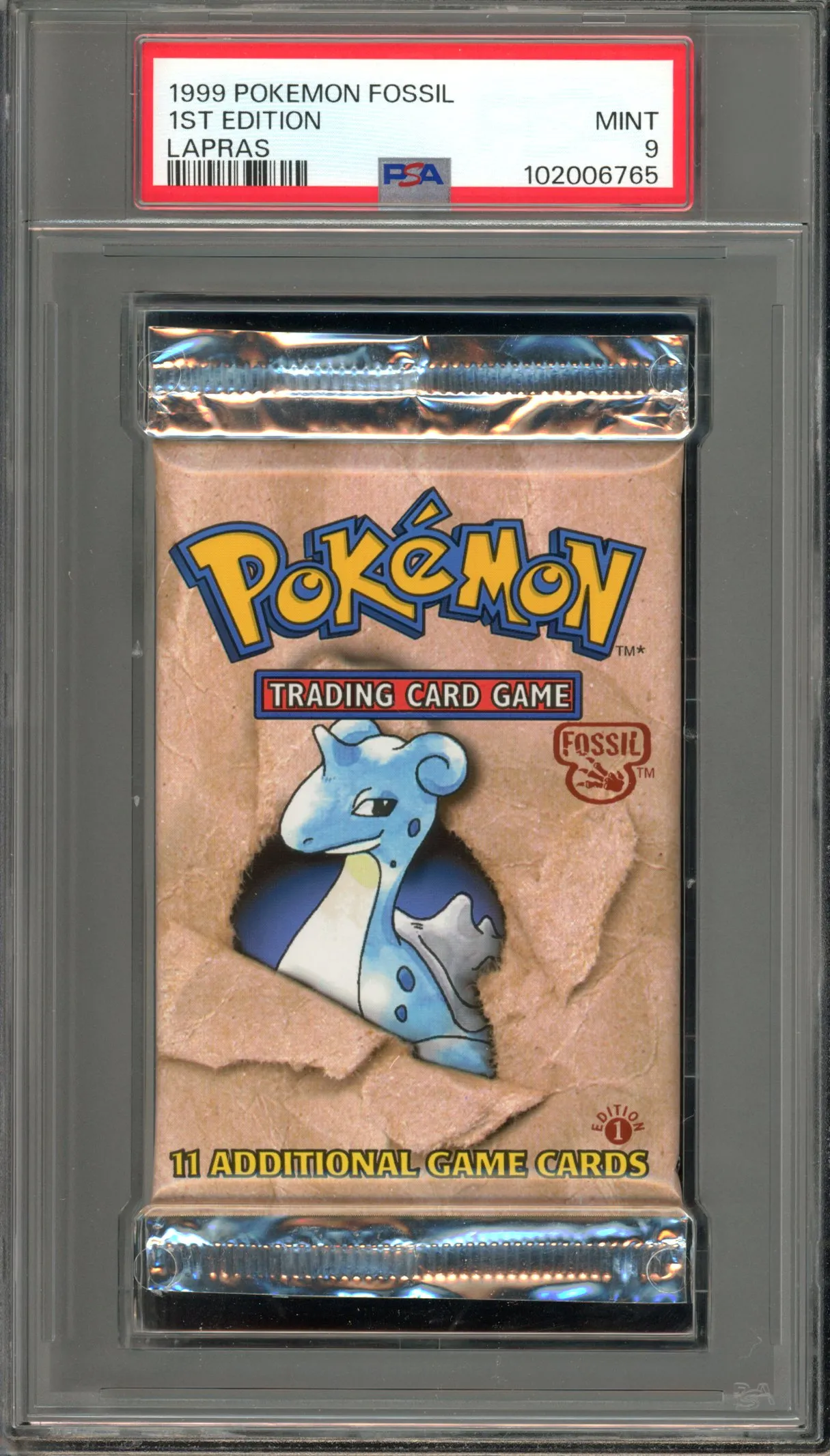 Pokemon 1st Edition Fossil Pack Lapras Art PSA 9
