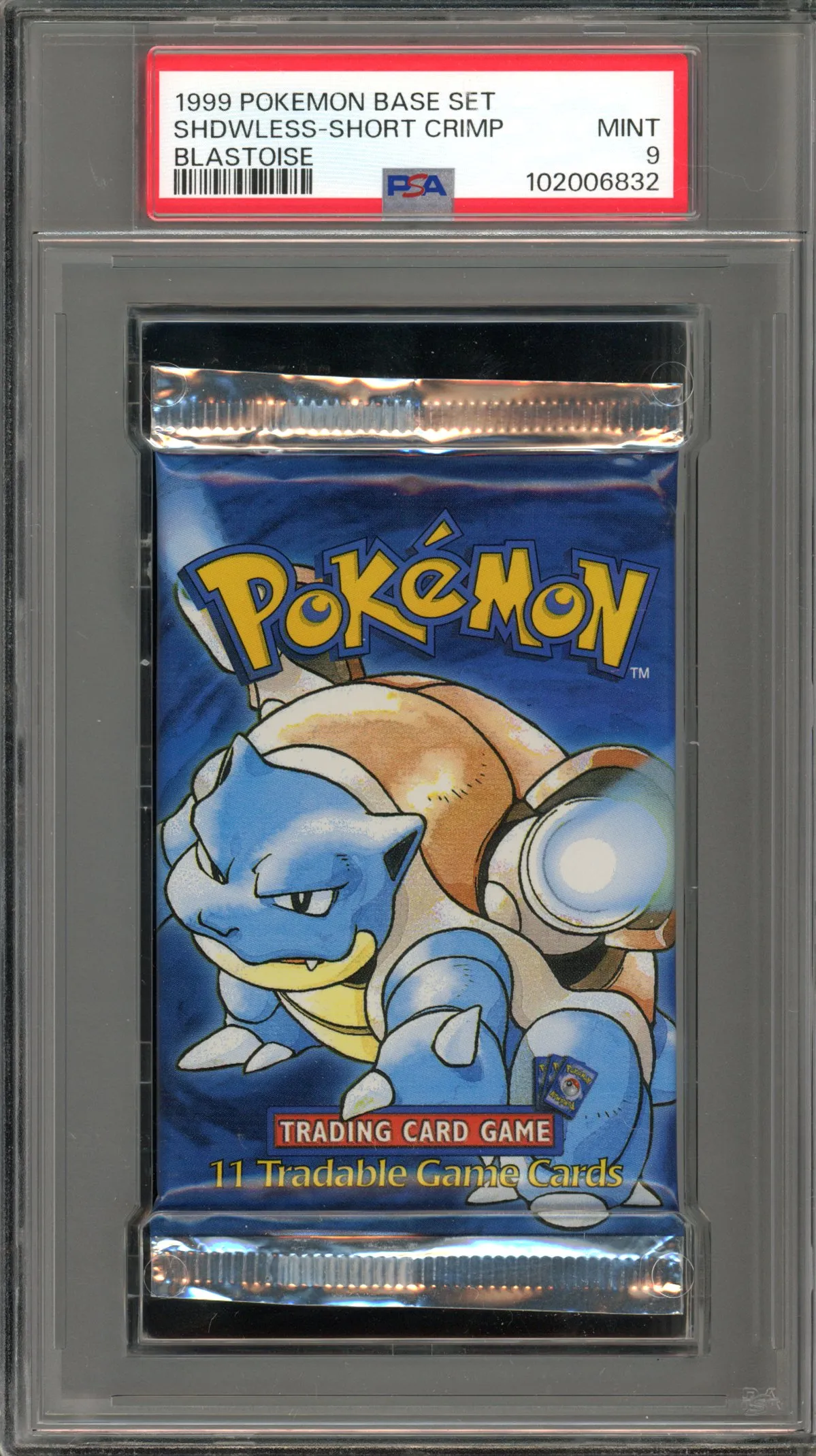 Pokemon Shadowless Base Set Pack Short Crimp Blastoise Art PSA 9